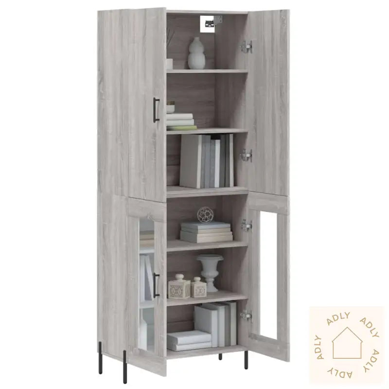 Highboard Grå Sonoma 69,5X34X180 Cm Konstruert Tre