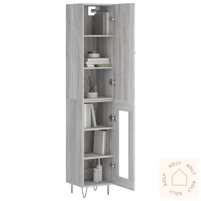 Highboard Grå Sonoma 34,5X34X180 Cm Konstruert Tre