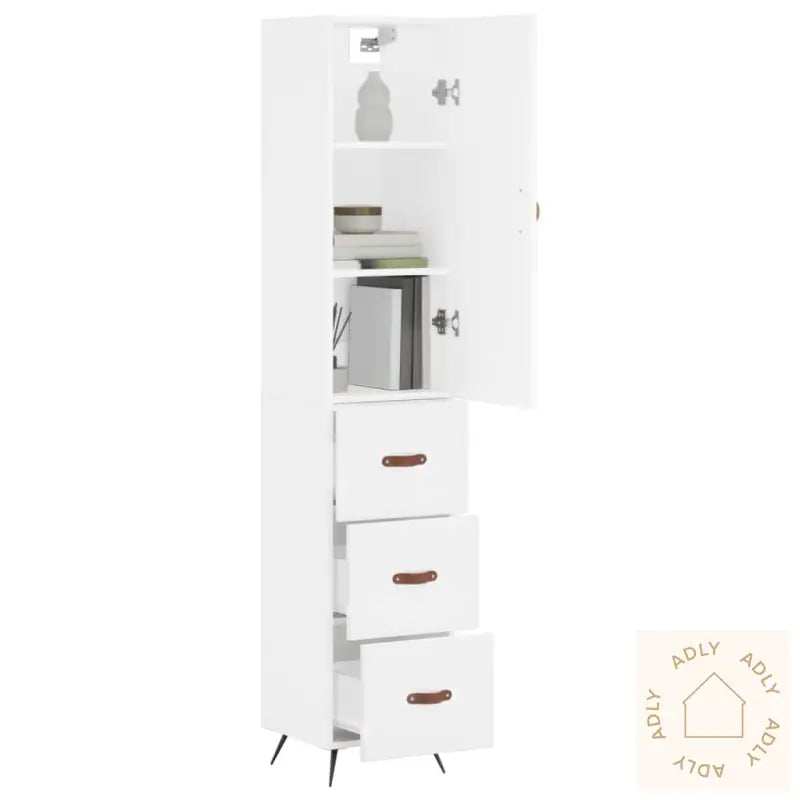 Highboard Hvit 34,5X34X180 Cm Konstruert Tre