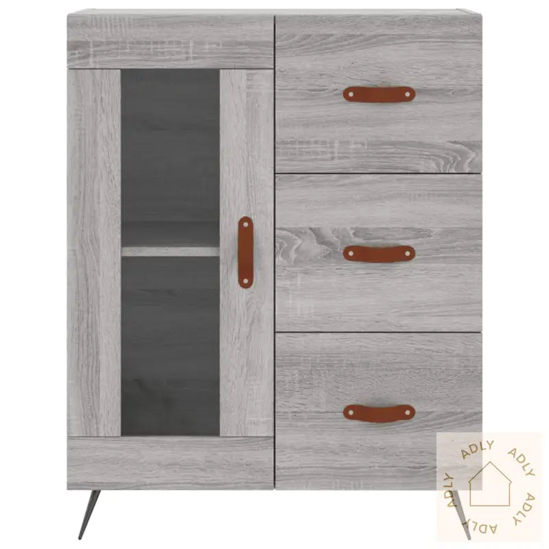Highboard Grå Sonoma 69,5X34X180 Cm Konstruert Tre