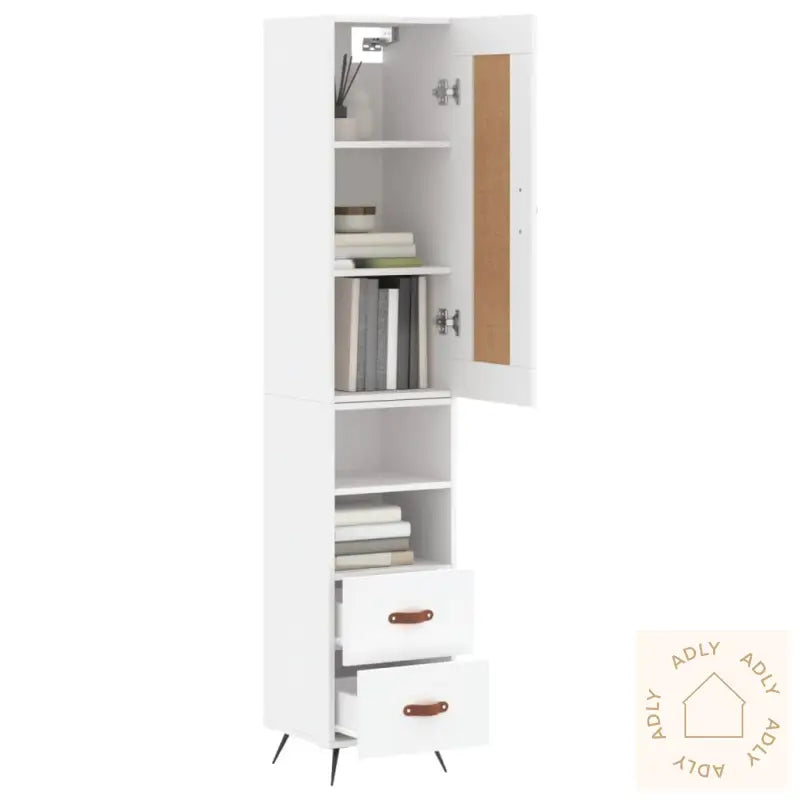 Highboard Hvit 34,5X34X180 Cm Konstruert Tre