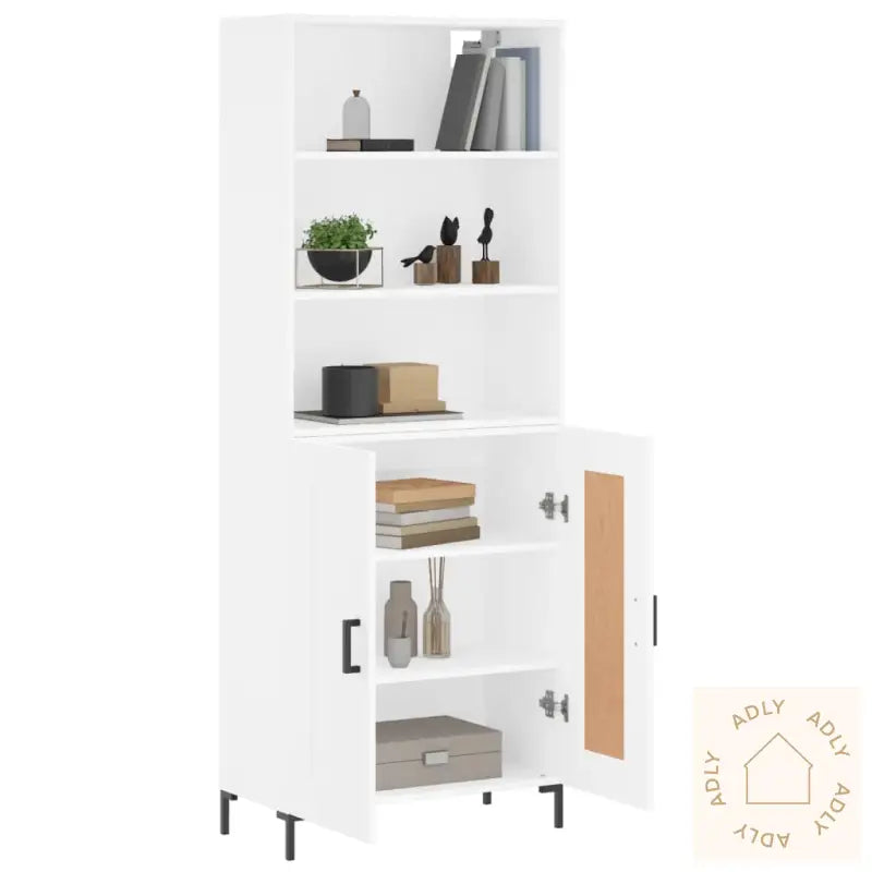 Highboard Hvit 69,5X34X180 Cm Konstruert Tre