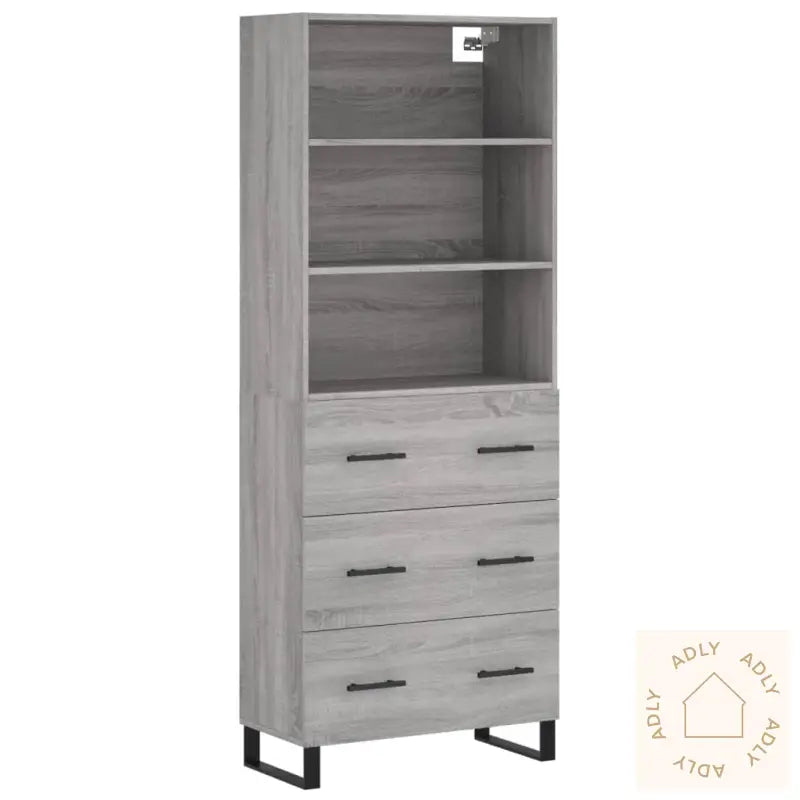 Highboard Grå Sonoma 69,5X34X180 Cm Konstruert Tre