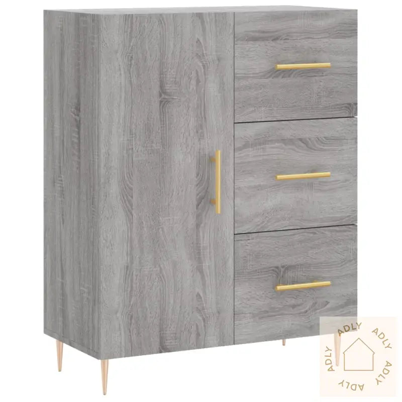Highboard Grå Sonoma 69,5X34X180 Cm Konstruert Tre