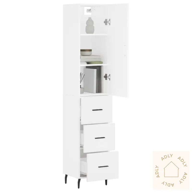 Highboard Hvit 34,5X34X180 Cm Konstruert Tre