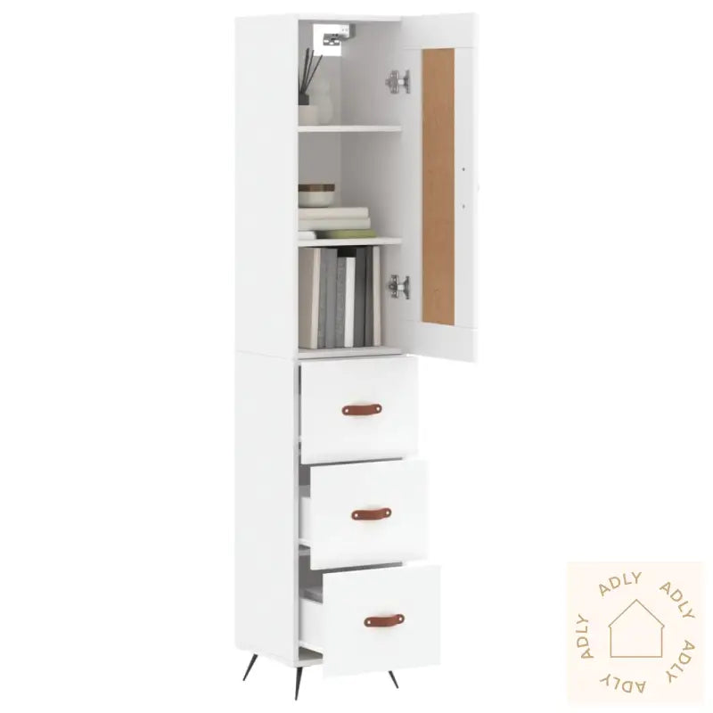 Highboard Hvit 34,5X34X180 Cm Konstruert Tre