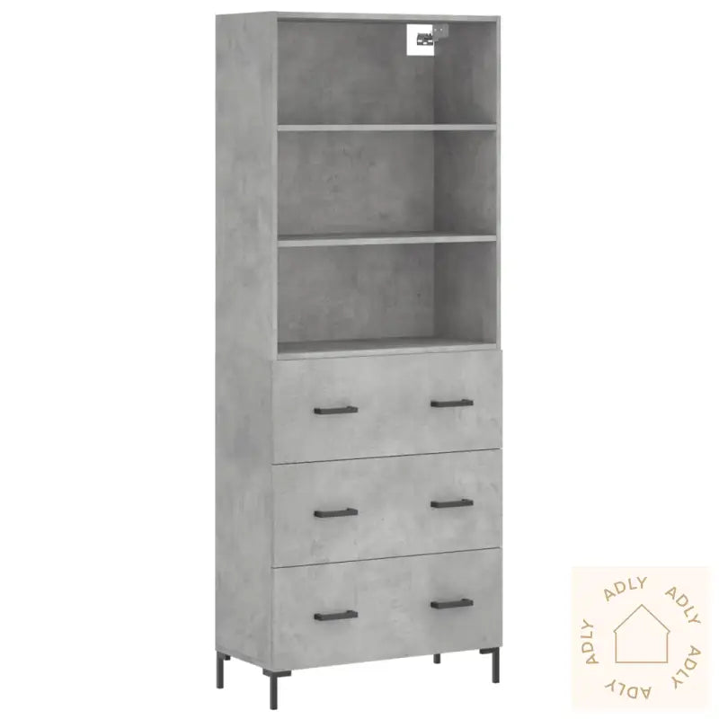 Highboard Betonggrå 69,5X34X180 Cm Konstruert Tre