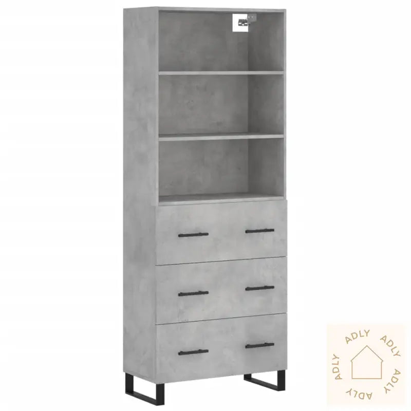 Highboard Betonggrå 69,5X34X180 Cm Konstruert Tre