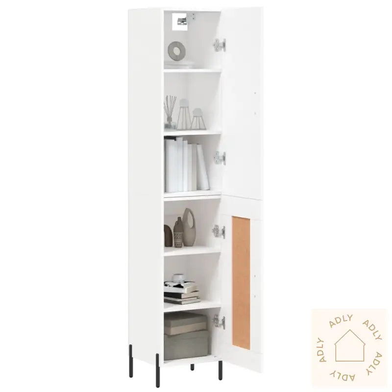 Highboard Hvit 34,5X34X180 Cm Konstruert Tre