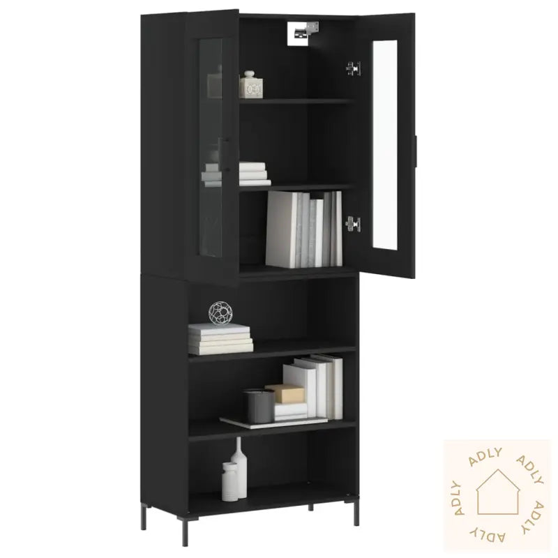 Highboard Svart 69,5X34X180 Cm Konstruert Tre