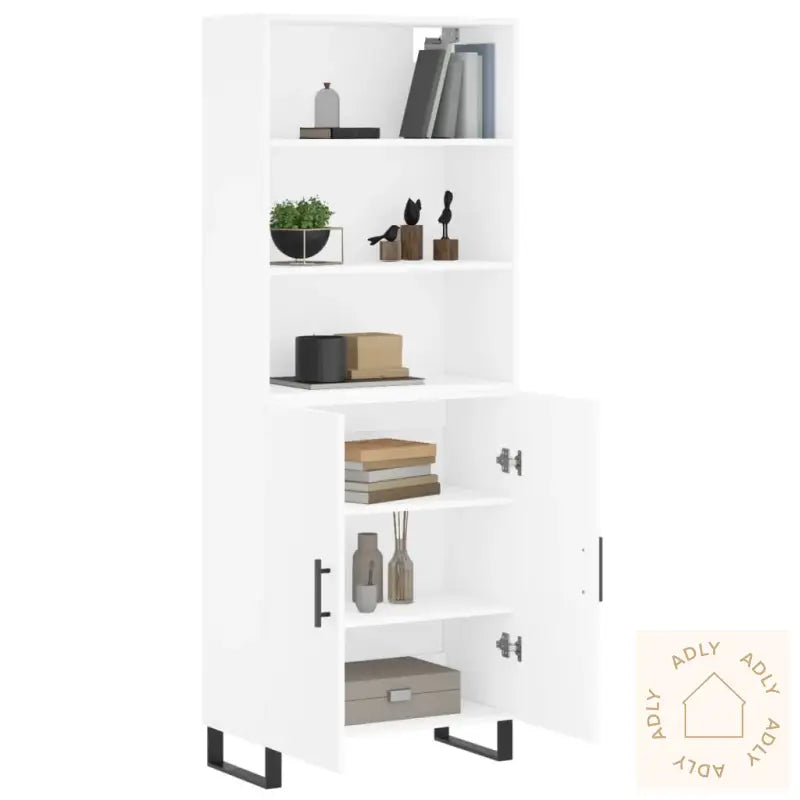 Highboard Hvit 69,5X34X180 Cm Konstruert Tre