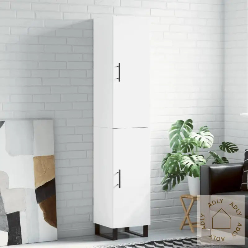 Highboard Hvit 34,5X34X180 Cm Konstruert Tre