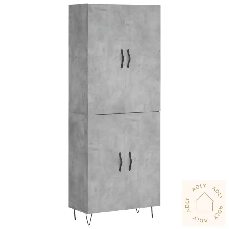 Highboard Betonggrå 69,5X34X180 Cm Konstruert Tre