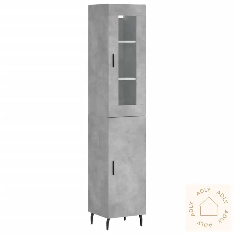 Highboard Betonggrå 34,5X34X180 Cm Konstruert Tre
