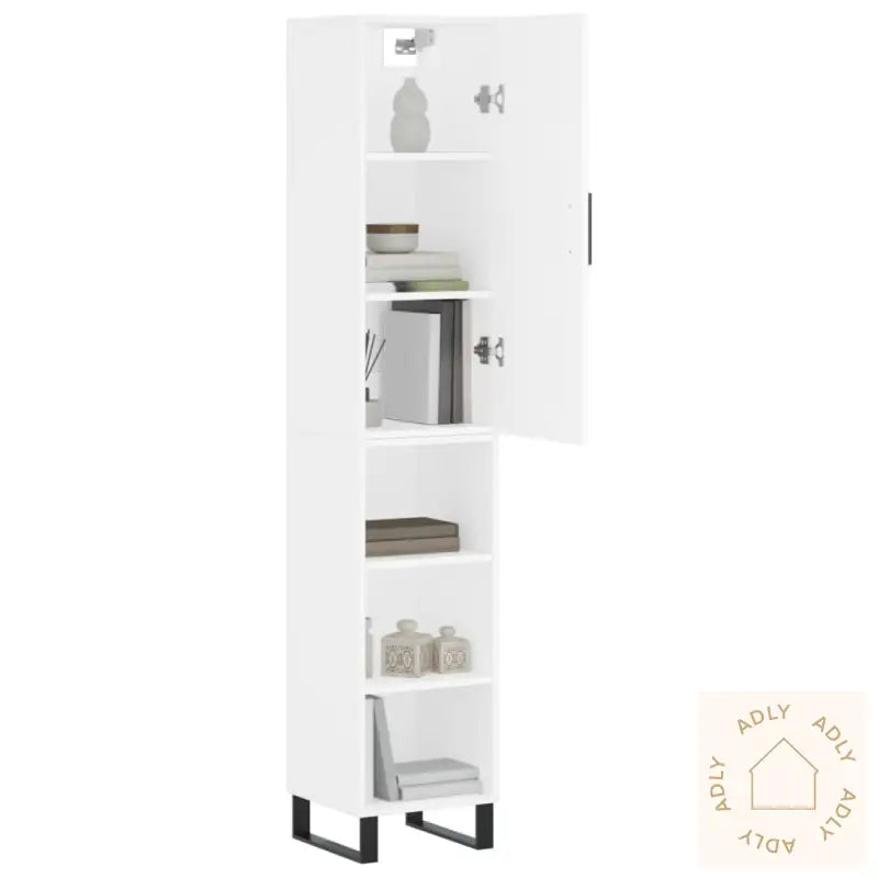 Highboard Hvit 34,5X34X180 Cm Konstruert Tre