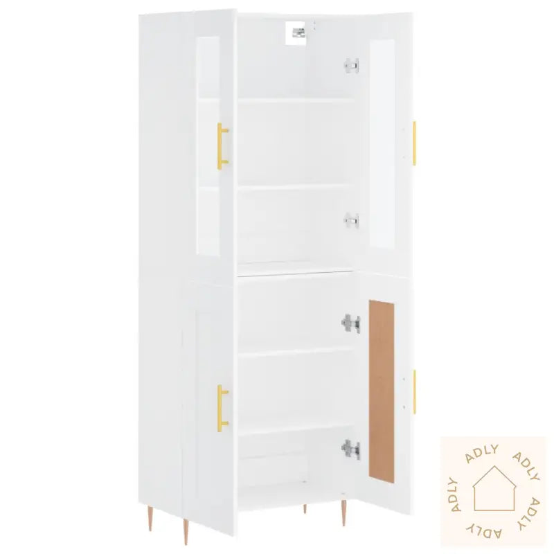 Highboard Hvit 69,5X34X180 Cm Konstruert Tre