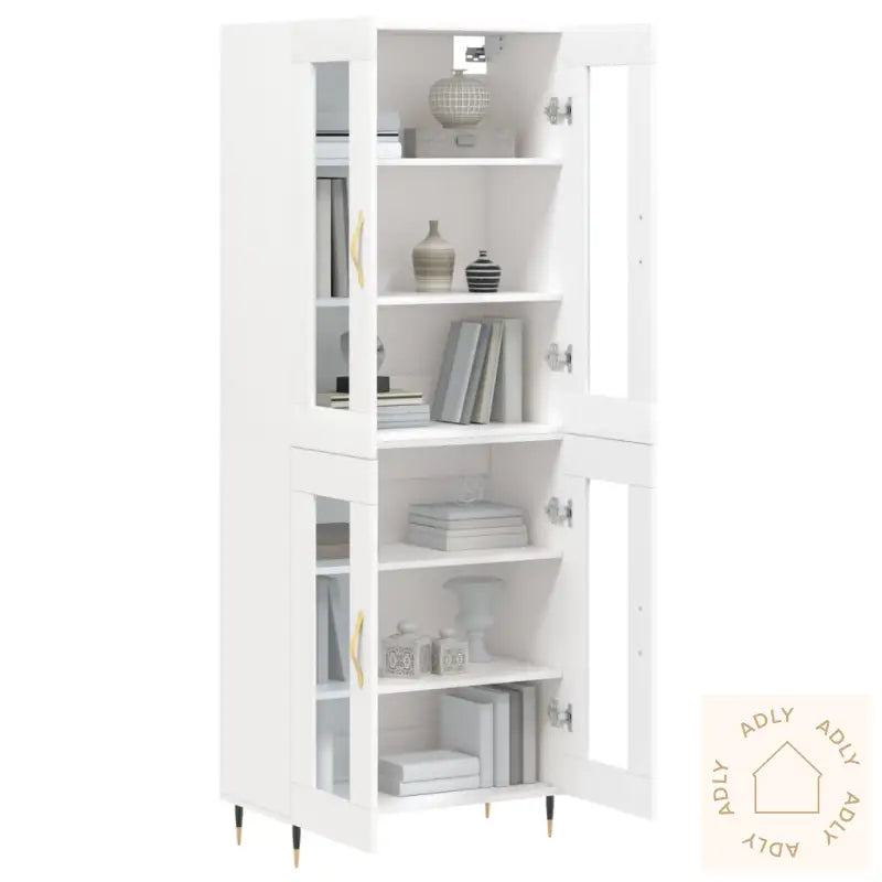 Highboard Hvit 69,5X34X180 Cm Konstruert Tre
