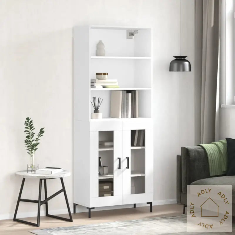 Highboard Hvit 69,5X34X180 Cm Konstruert Tre