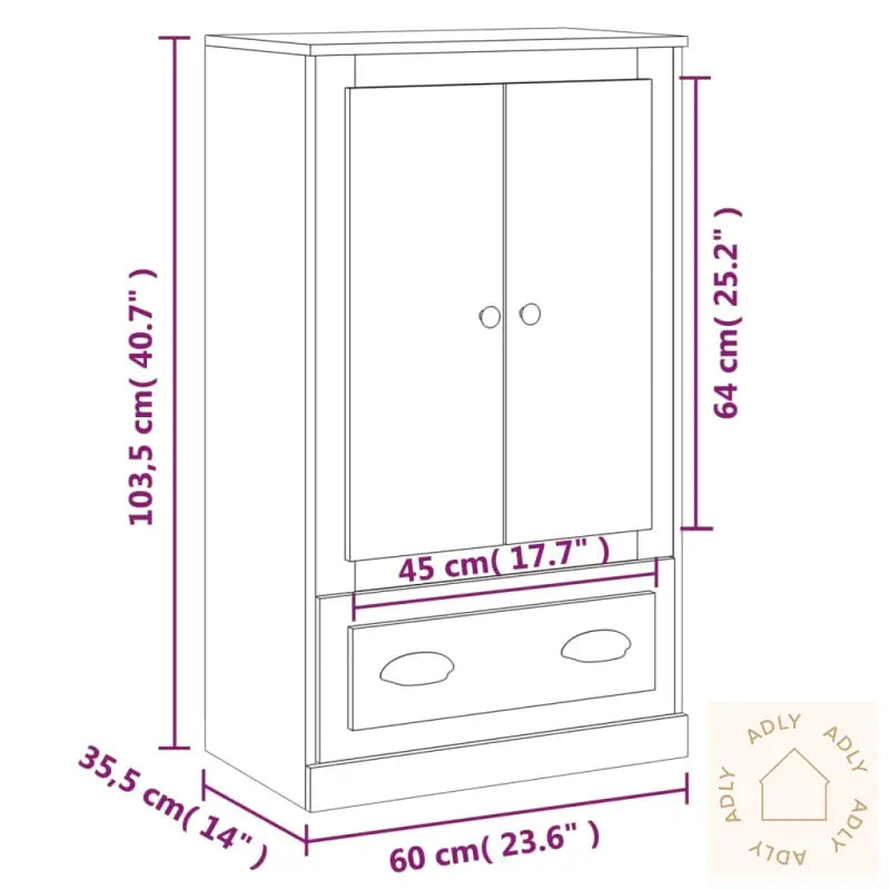 Highboard Hvit 60X35,5X103,5 Cm Konstruert Tre