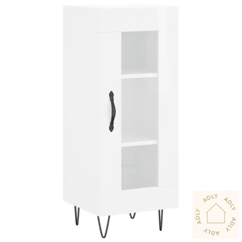 Highboard Høyglans Hvit 34,5X34X180 Cm Konstruert Tre