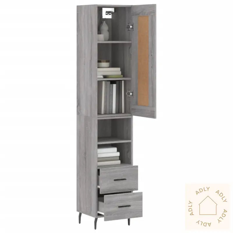 Highboard Grå Sonoma 34,5X34X180 Cm Konstruert Tre