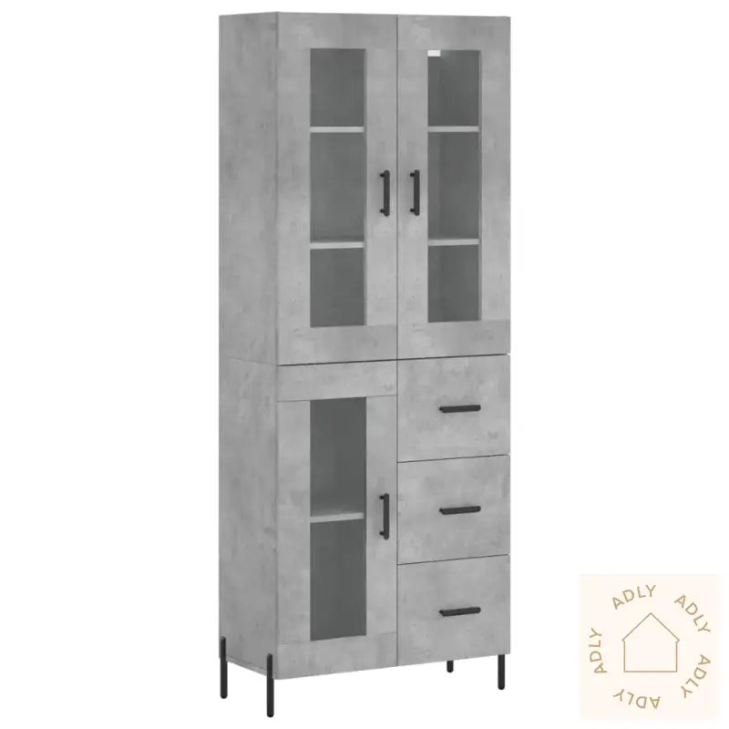 Highboard Betonggrå 69,5X34X180 Cm Konstruert Tre