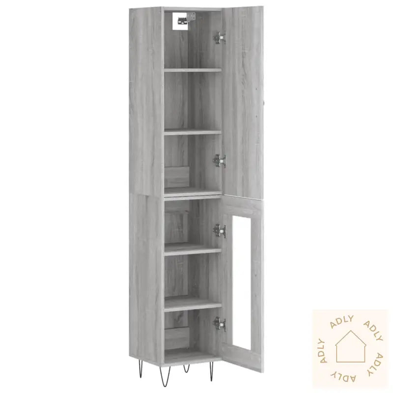 Highboard Grå Sonoma 34,5X34X180 Cm Konstruert Tre
