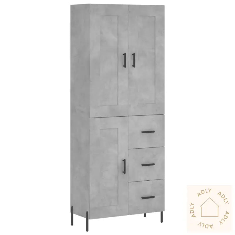 Highboard Betonggrå 69,5X34X180 Cm Konstruert Tre