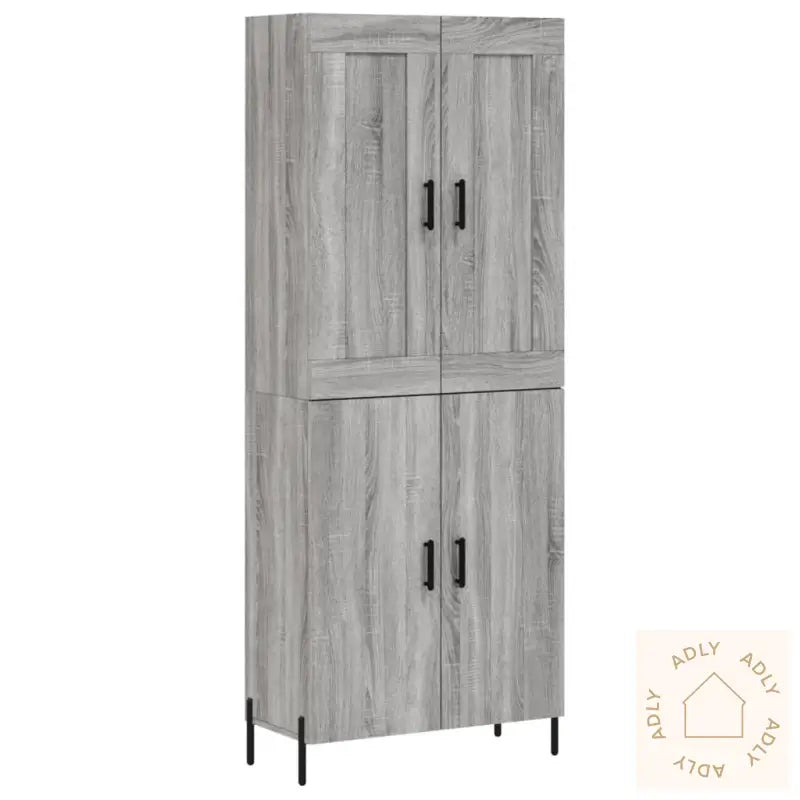 Highboard Grå Sonoma 69,5X34X180 Cm Konstruert Tre