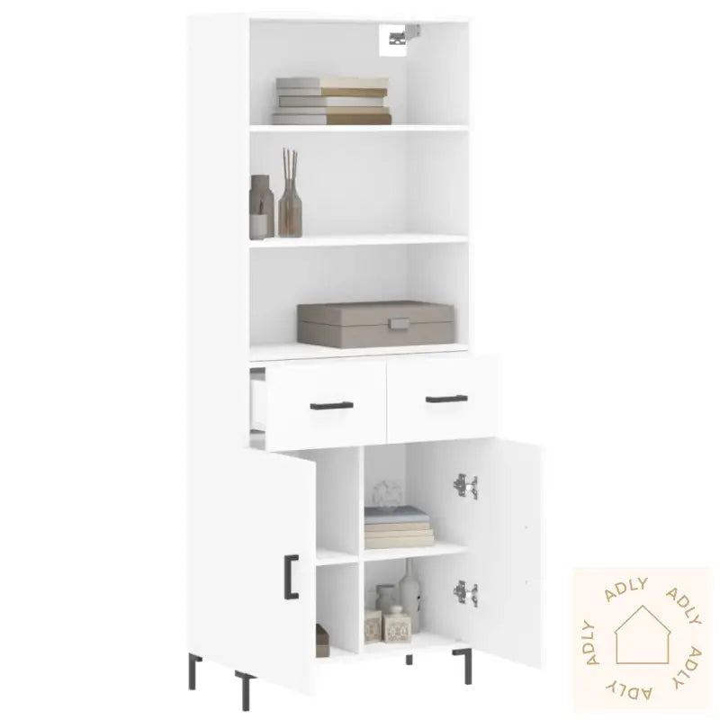 Highboard Hvit 69,5X34X180 Cm Konstruert Tre