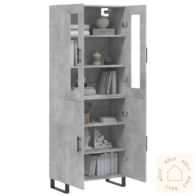 Highboard Betonggrå 69,5X34X180 Cm Konstruert Tre