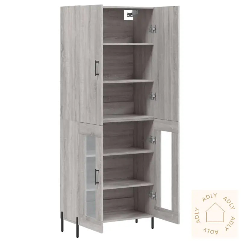 Highboard Grå Sonoma 69,5X34X180 Cm Konstruert Tre