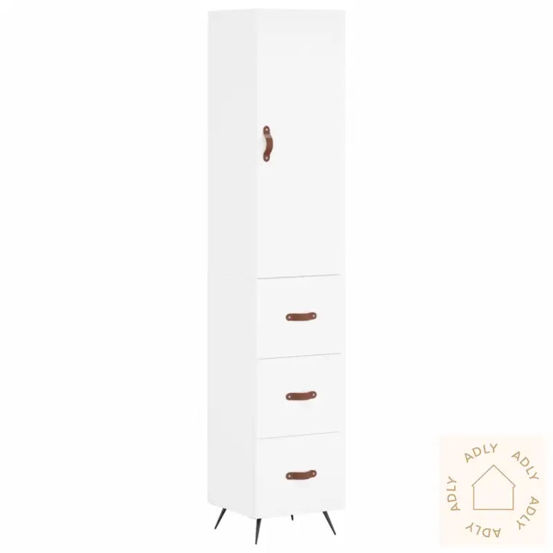 Highboard Hvit 34,5X34X180 Cm Konstruert Tre