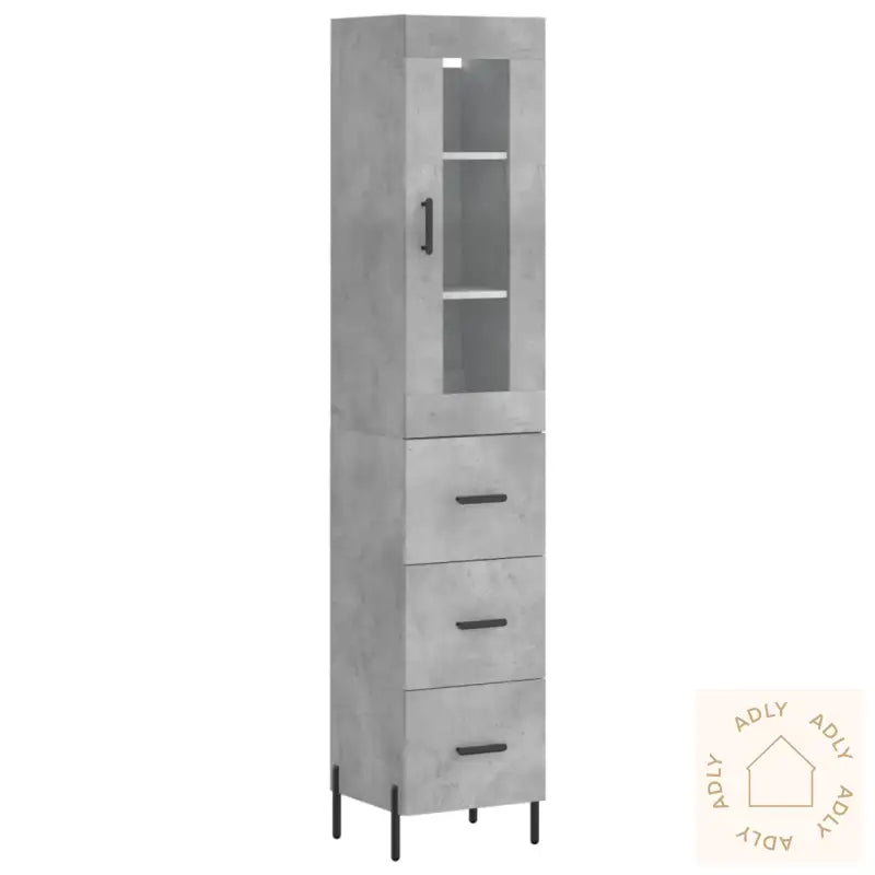 Highboard Betonggrå 34,5X34X180 Cm Konstruert Tre
