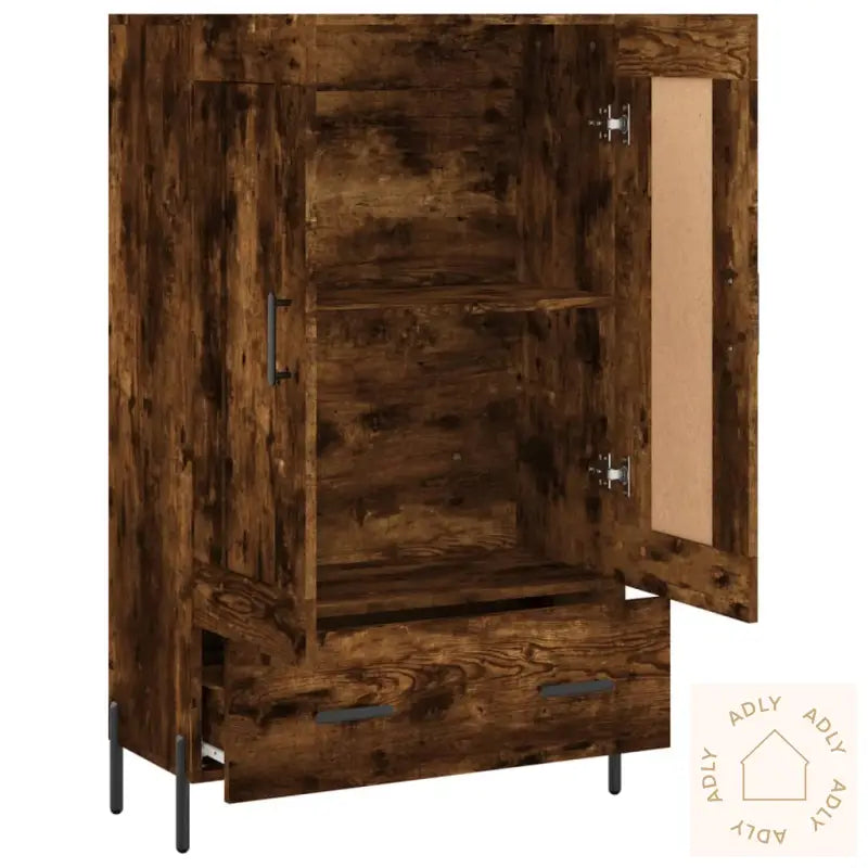 Highboard Røkt Eik 69,5X31X115 Cm Konstruert Tre