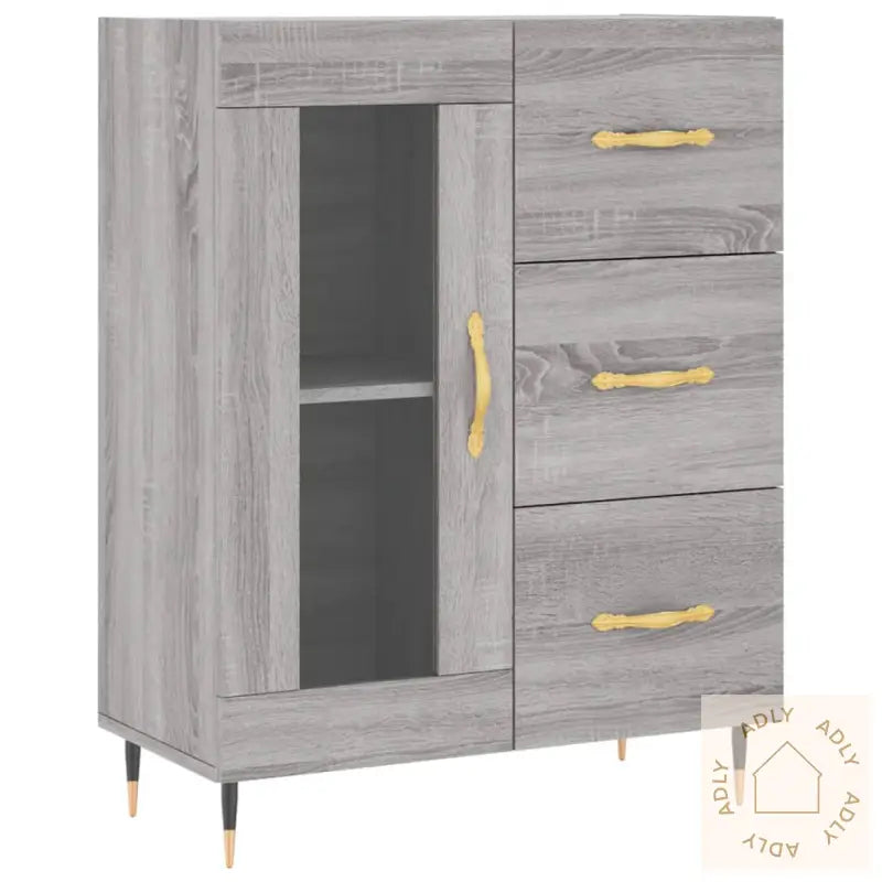 Highboard Grå Sonoma 69,5X34X180 Cm Konstruert Tre