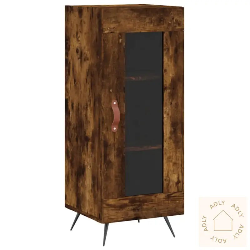 Highboard Røkt Eik 34,5X34X180 Cm Konstruert Tre