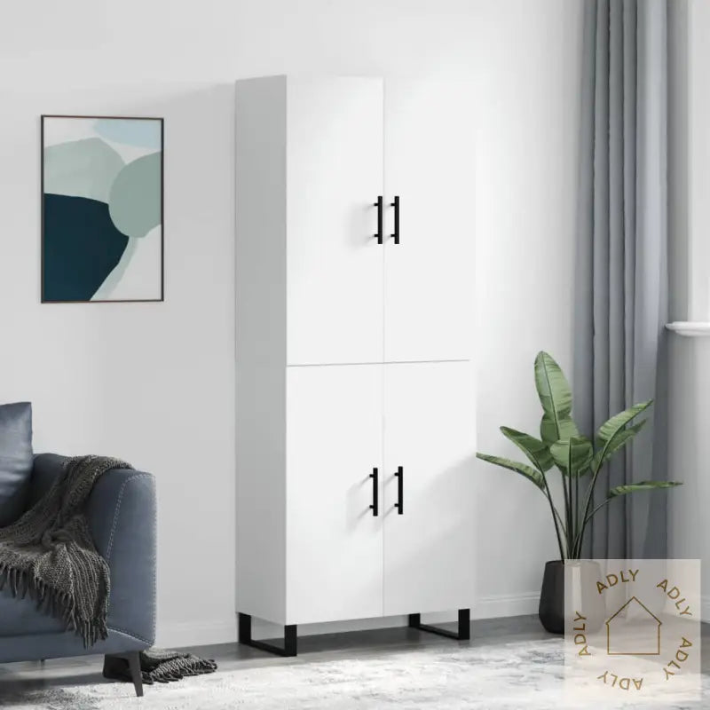 Highboard Hvit 69,5X34X180 Cm Konstruert Tre