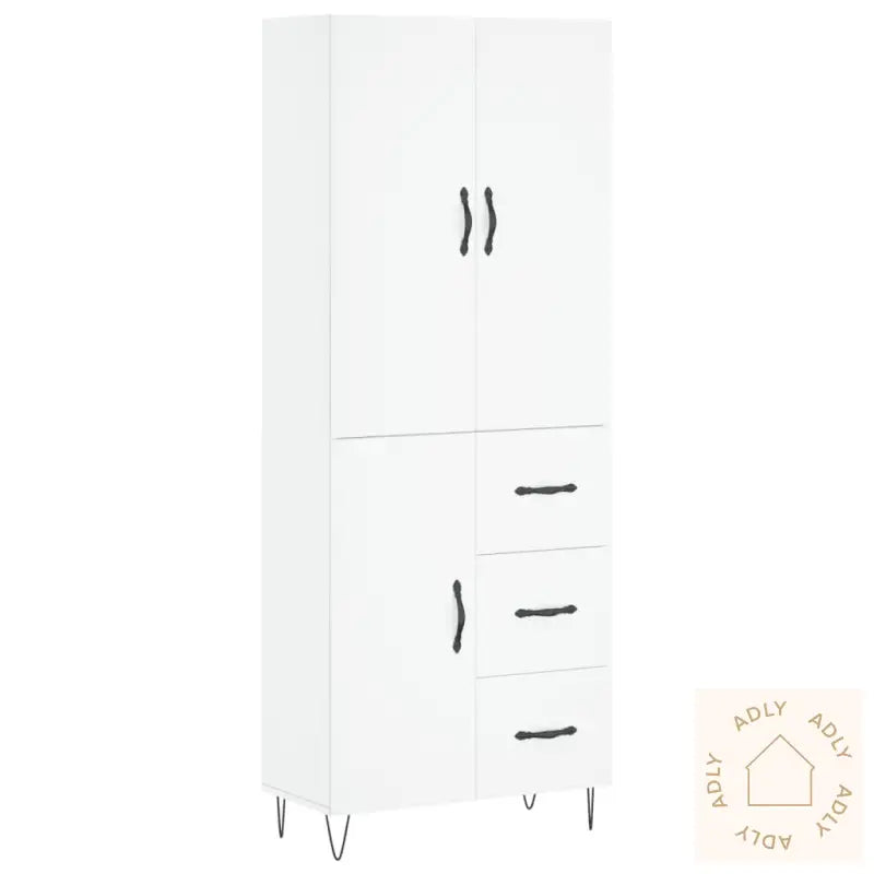 Highboard Hvit 69,5X34X180 Cm Konstruert Tre