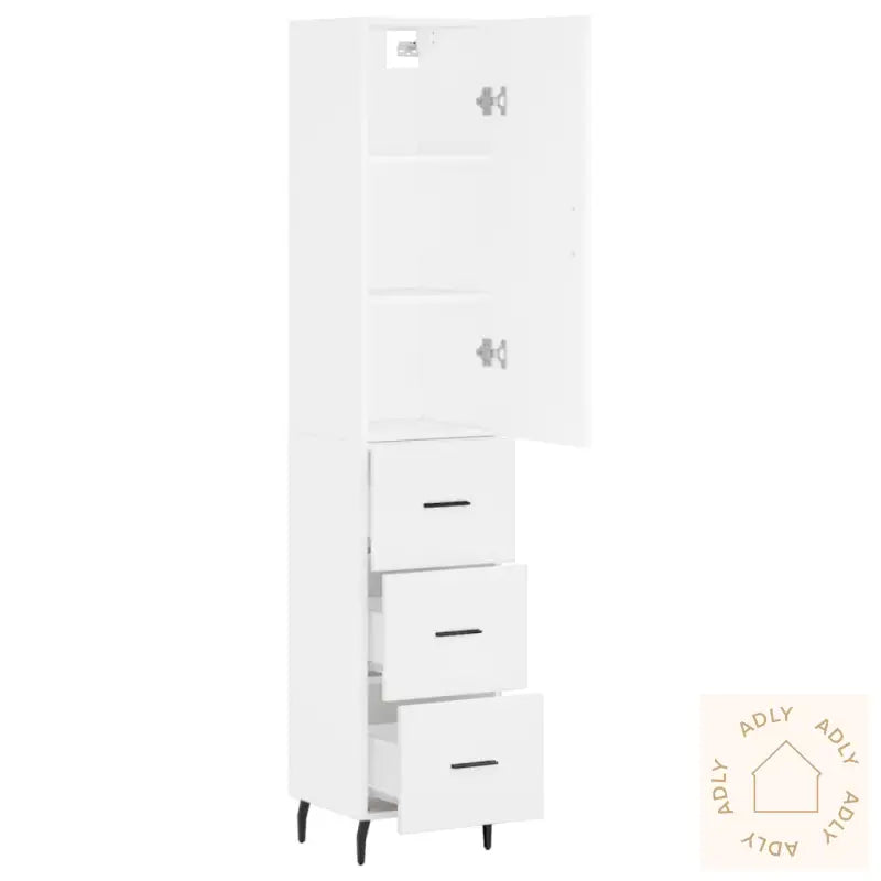 Highboard Hvit 34,5X34X180 Cm Konstruert Tre