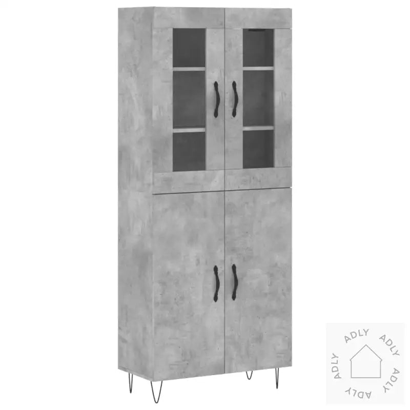 Highboard Betonggrå 69,5X34X180 Cm Konstruert Tre