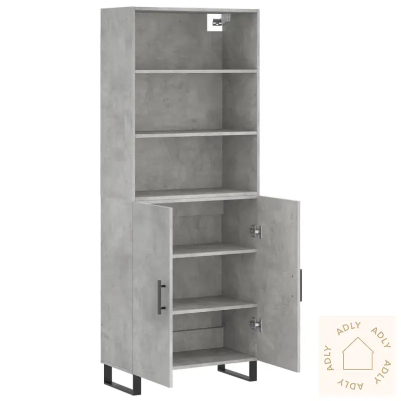 Highboard Betonggrå 69,5X34X180 Cm Konstruert Tre