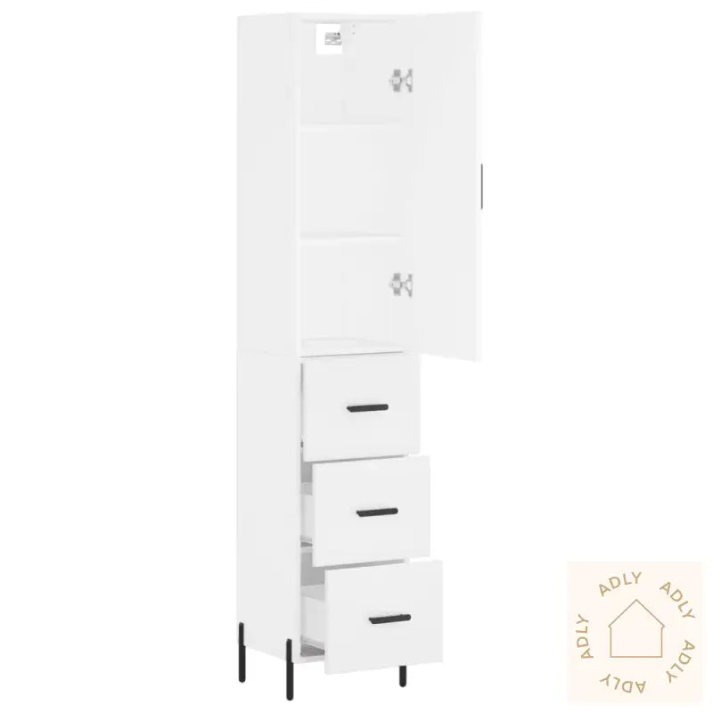 Highboard Hvit 34,5X34X180 Cm Konstruert Tre