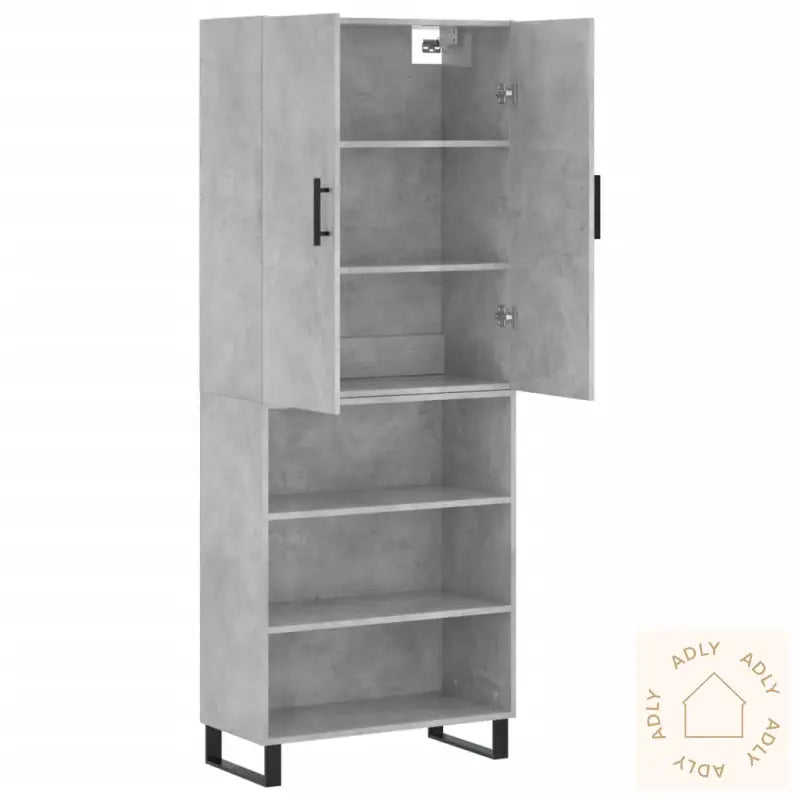 Highboard Betonggrå 69,5X34X180 Cm Konstruert Tre