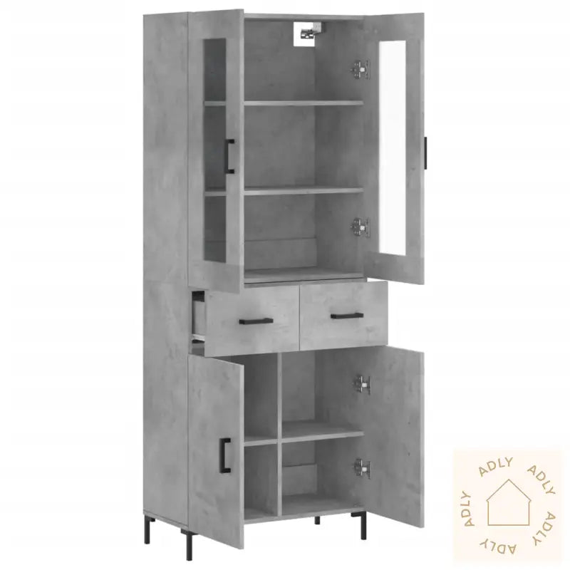 Highboard Betonggrå 69,5X34X180 Cm Konstruert Tre