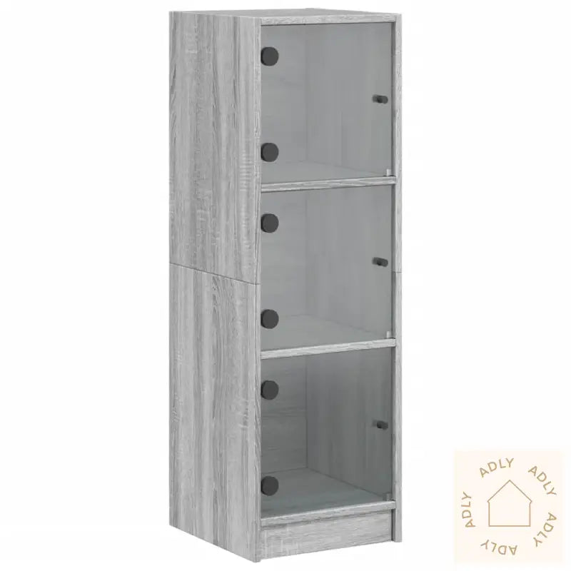 Highboard Med Glassdører Grå Sonoma 35X37X109 Cm