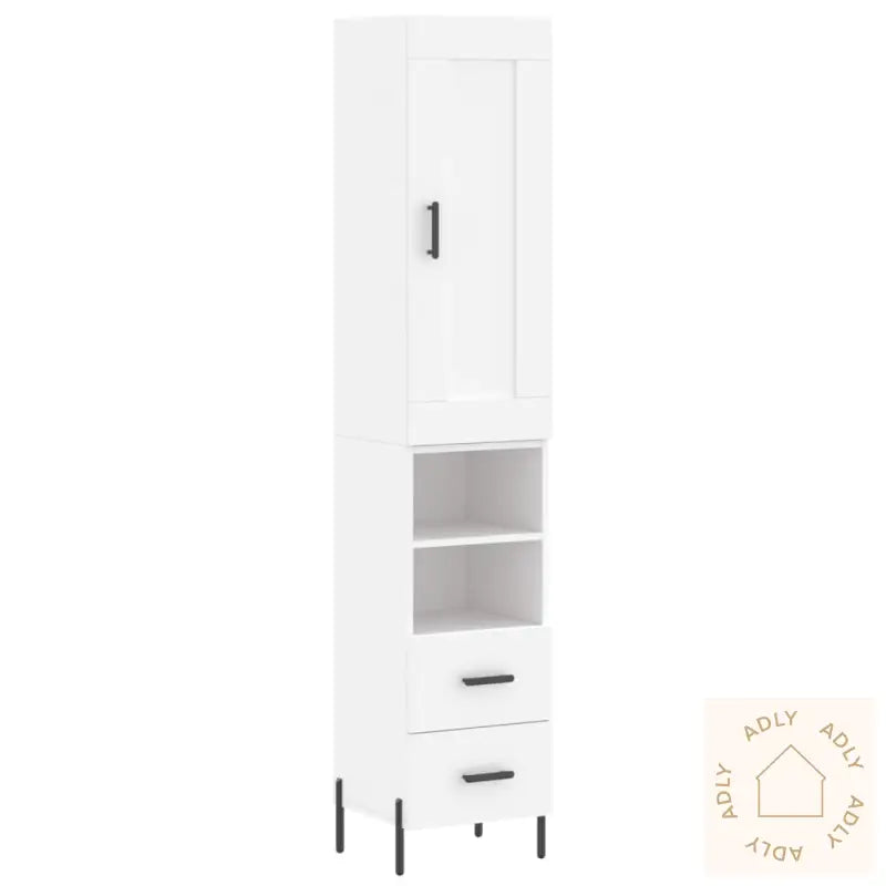 Highboard Hvit 34,5X34X180 Cm Konstruert Tre