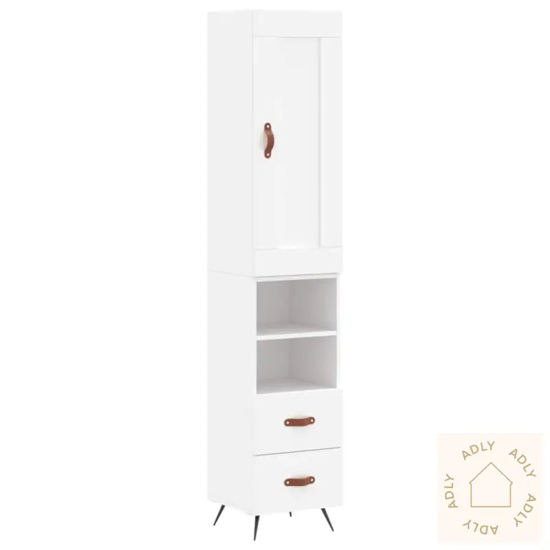 Highboard Hvit 34,5X34X180 Cm Konstruert Tre