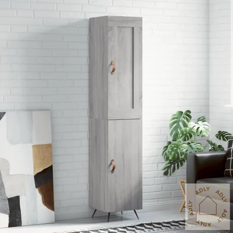 Highboard Grå Sonoma 34,5X34X180 Cm Konstruert Tre