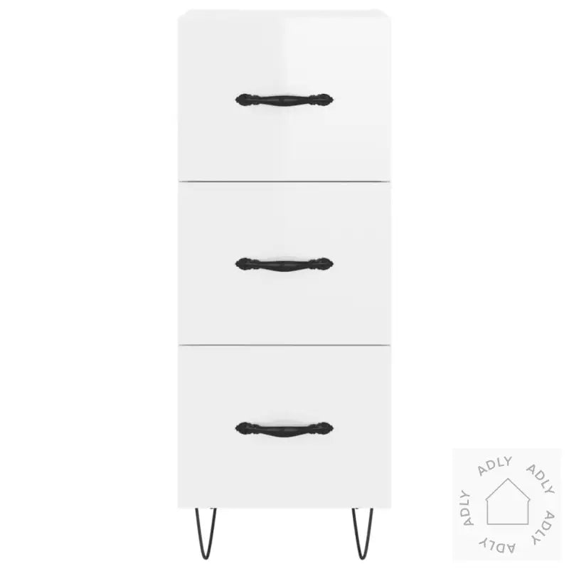Highboard Høyglans Hvit 34,5X34X180 Cm Konstruert Tre